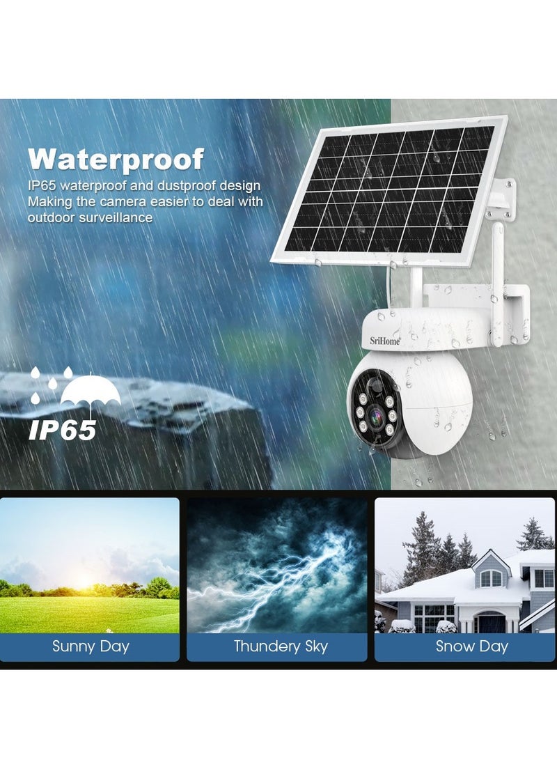 7w Solar Wireless Security 4G Camera,360° Pan & Tilt Surveillance,Waterproof and Two Way Audio Surveillance Camera with Night Color View