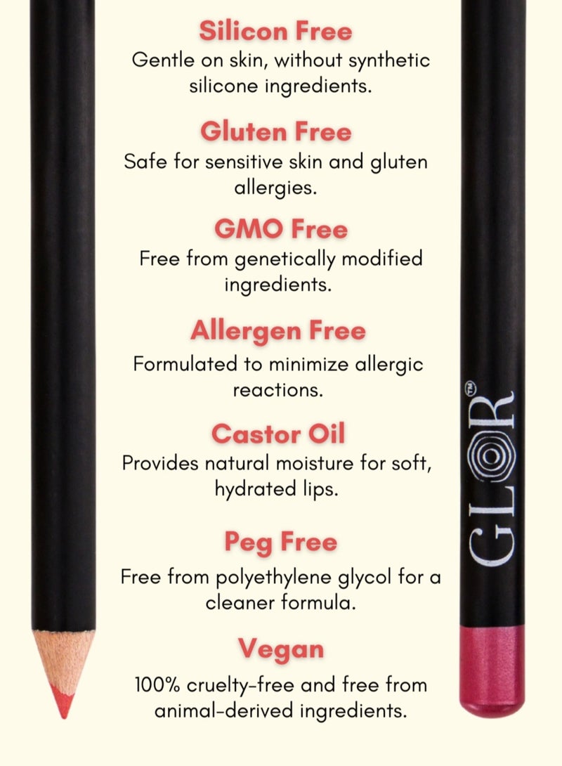 Glor Endless Charm Lipstick– Intense Long-Lasting Color, Luxurious Moisture, Ultra-Creamy Formula for Beautiful Lips-Voila + Whispering Rose  and Glor Endless Charm Ultimate Precision Lip Liner  –Vegan, Allergen-Free, Long-Lasting Lip Definition- Cafe + Lady Rose