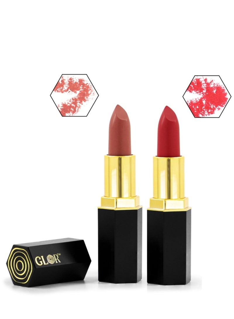 Glor Endless Charm Lipstick– Intense Long-Lasting Color, Luxurious Moisture, Ultra-Creamy Formula for Beautiful Lips-Affogato + Raspberry Range