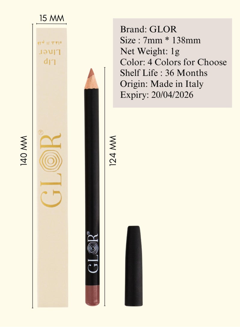 Glor Endless Charm Ultimate Precision Lip Liner –Vegan, Allergen-Free, Long-Lasting Lip Definition- Cafe + Lady Rose