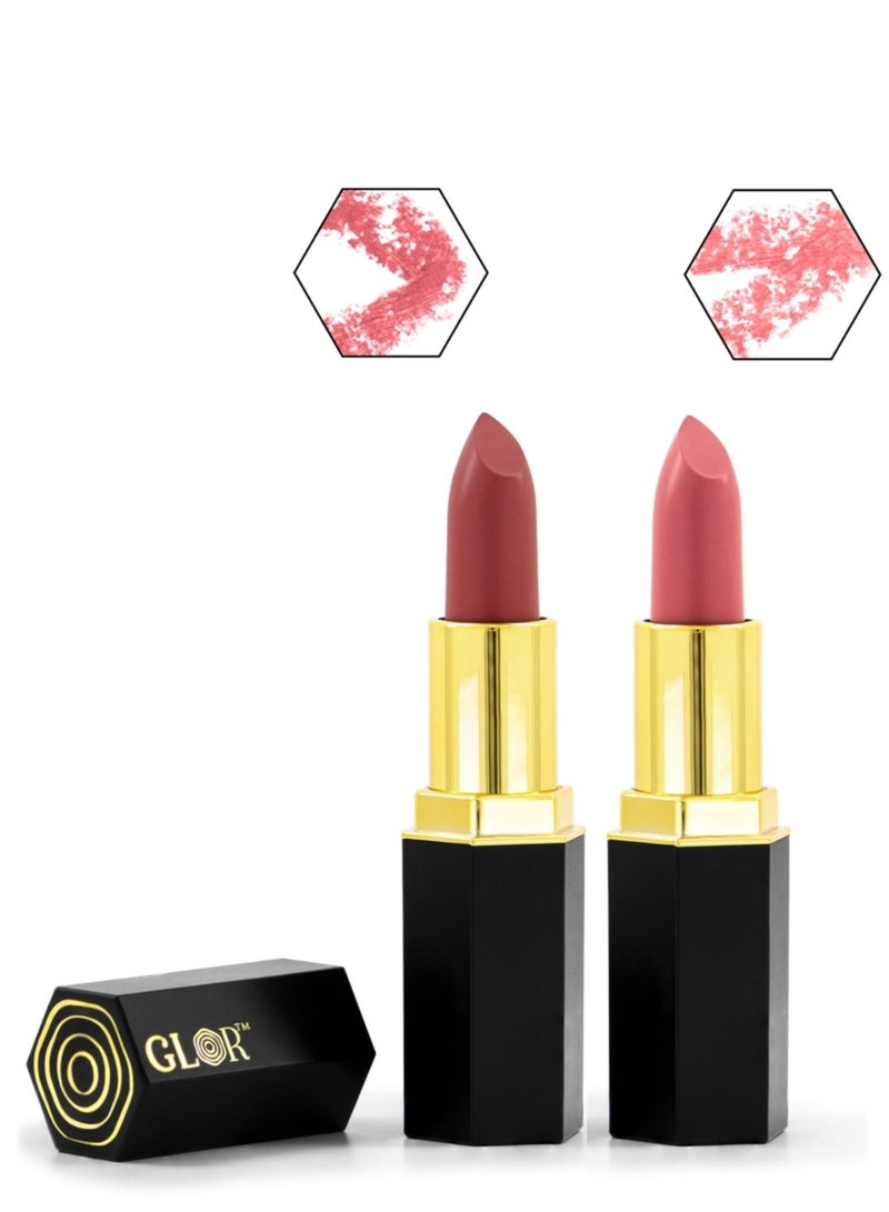 Glor Endless Charm Lipstick– Intense Long-Lasting Color, Luxurious Moisture, Ultra-Creamy Formula for Beautiful Lips-Voila + Whispering Rose