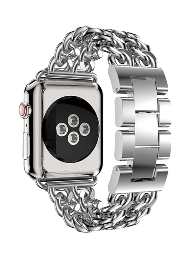 Double Row Cowboy Chain Metal Replacement Band For Apple Watch Series 4 40mm Silver