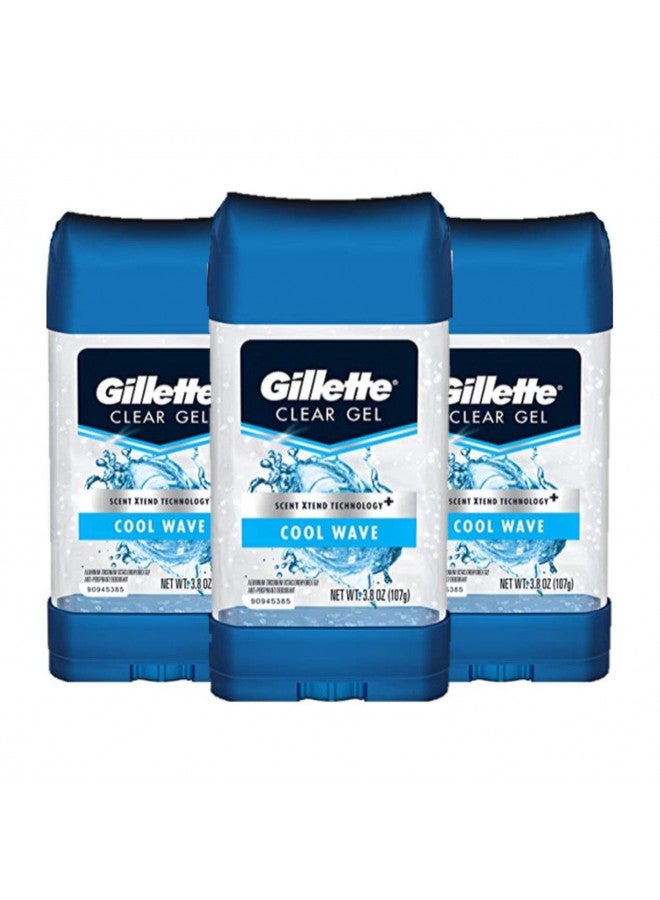 Gillette Antiperspirant Deodorant for Men, Cool Wave Scent, Clear Gel, 3.8 Oz (Pack of 3)