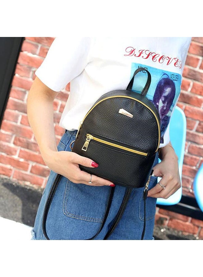 Adjustable Straps Zipper Backpack Black