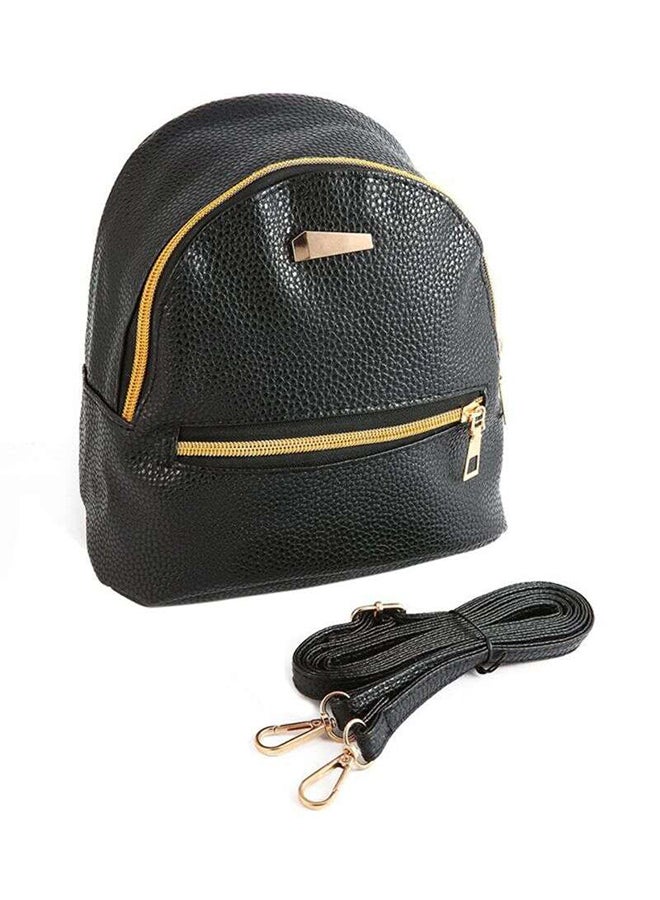 Adjustable Straps Zipper Backpack Black