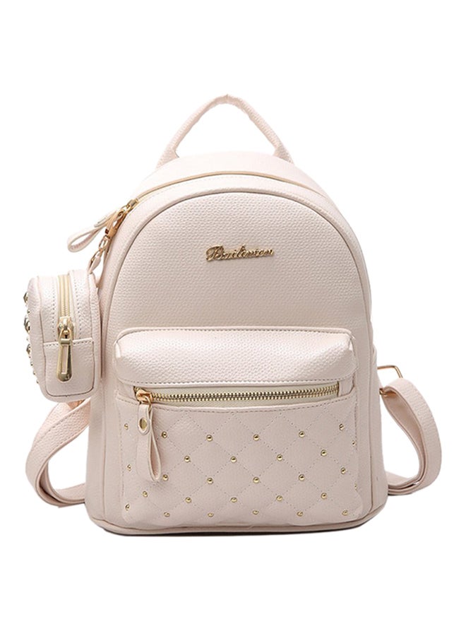 Faux Leather Backpack Beige