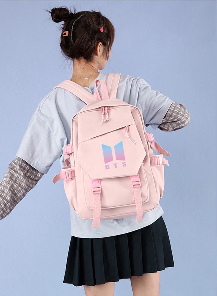 Korea BTS series backpack school student canvas bookbag casual shoulder bag travel rucksack with USB Charging Port,Fits UNDER 14 inch Laptop & Notebook