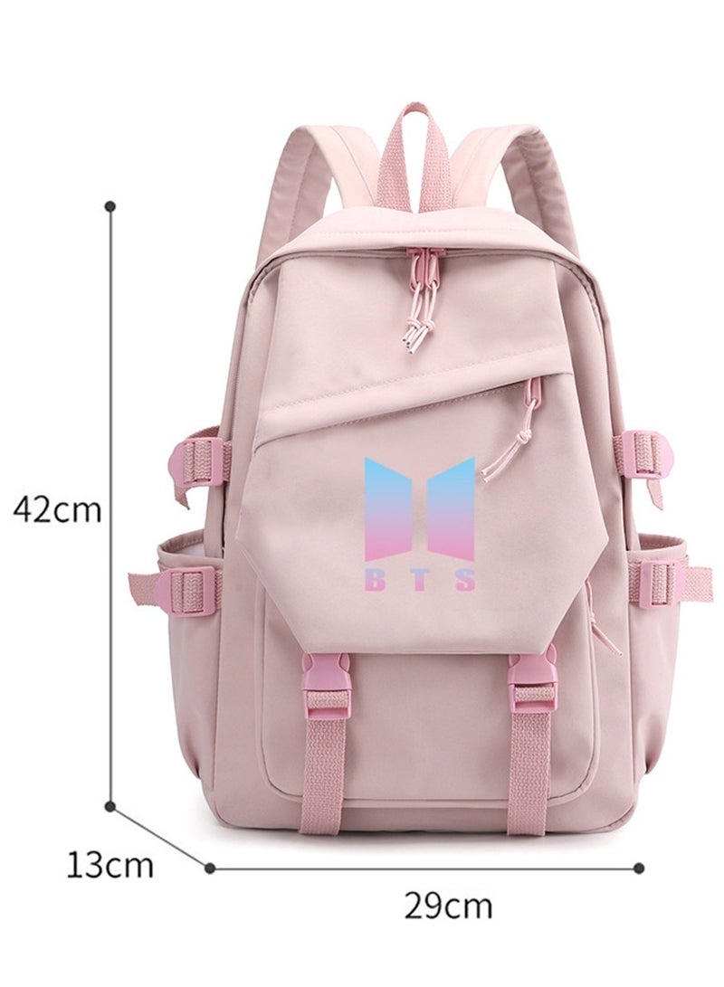 Korea BTS series backpack school student canvas bookbag casual shoulder bag travel rucksack with USB Charging Port,Fits UNDER 14 inch Laptop & Notebook