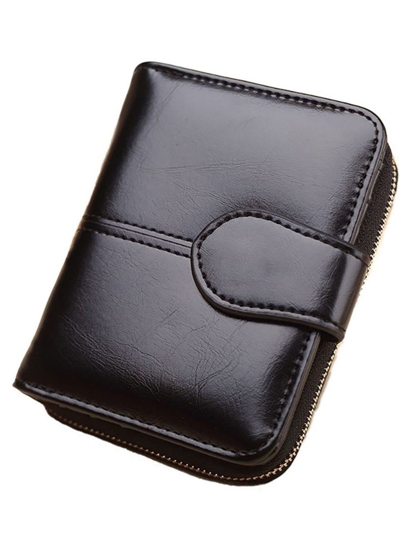 Zipper Design Split Wallet With Coin Pockets Black