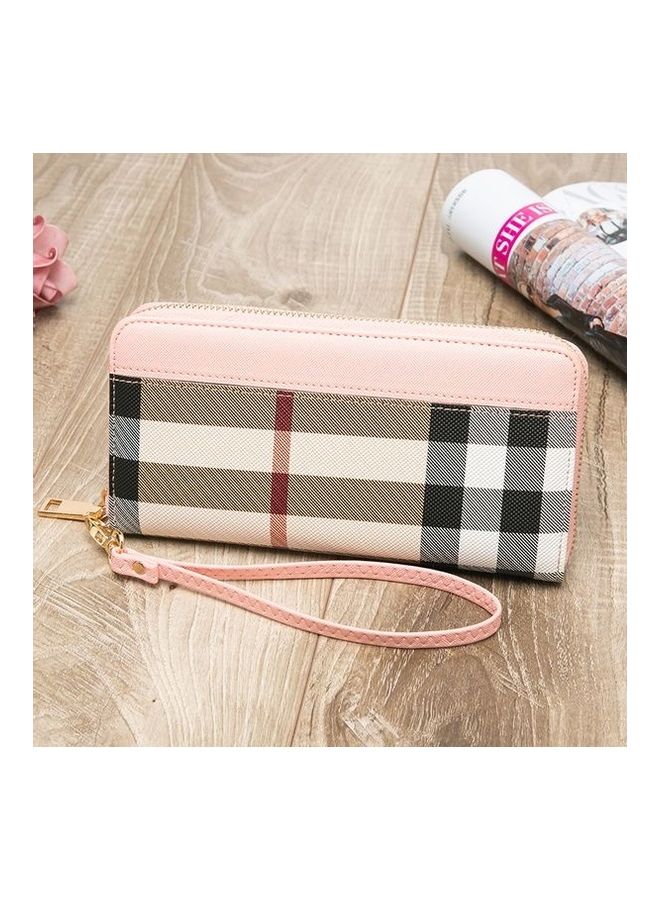 Plaid Pattern Wallet Pink/Beige/Grey