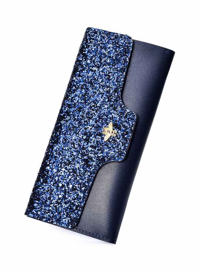 Sequin Detail Tri-Fold Wallet Blue