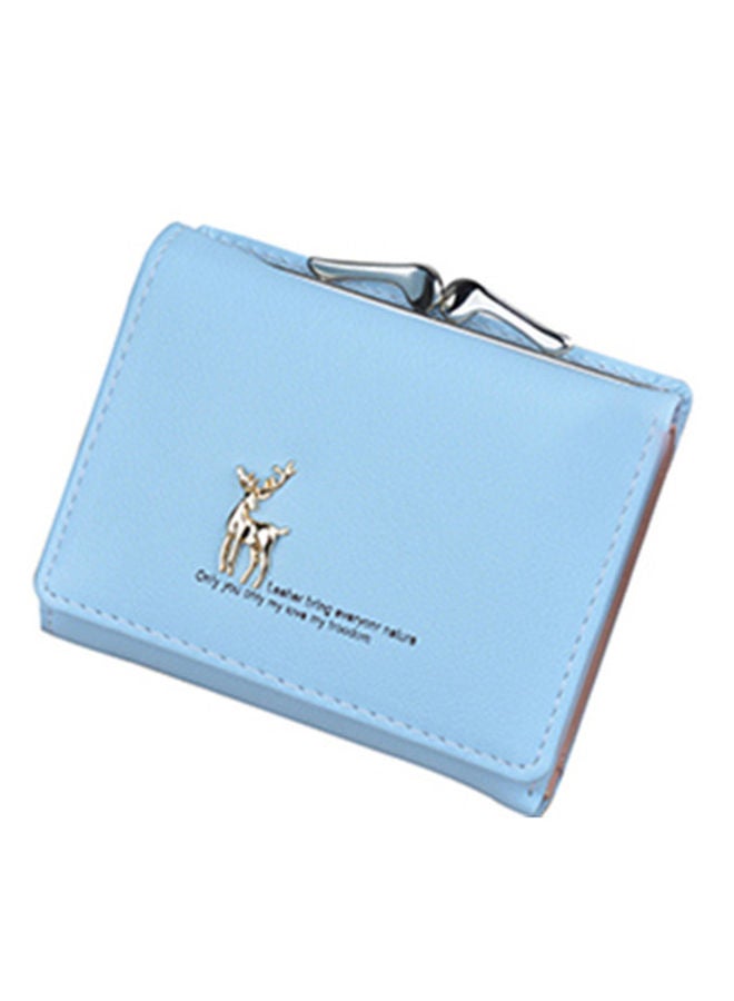 Solid Color Metal Deer Design Purse Blue