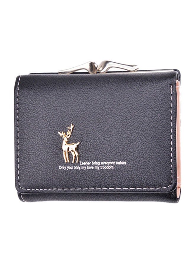 Solid Color Metal Deer Design Purse Black