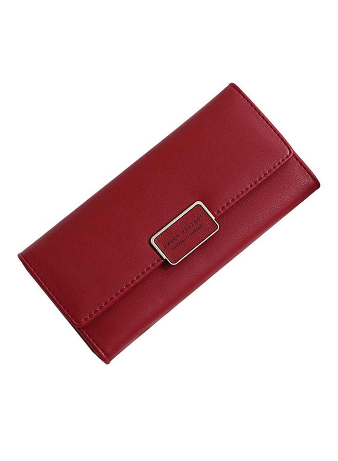 Tri-fold Long Wallet Wine Red