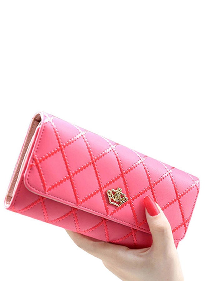 Faux Leather Quilted Clutch Pink