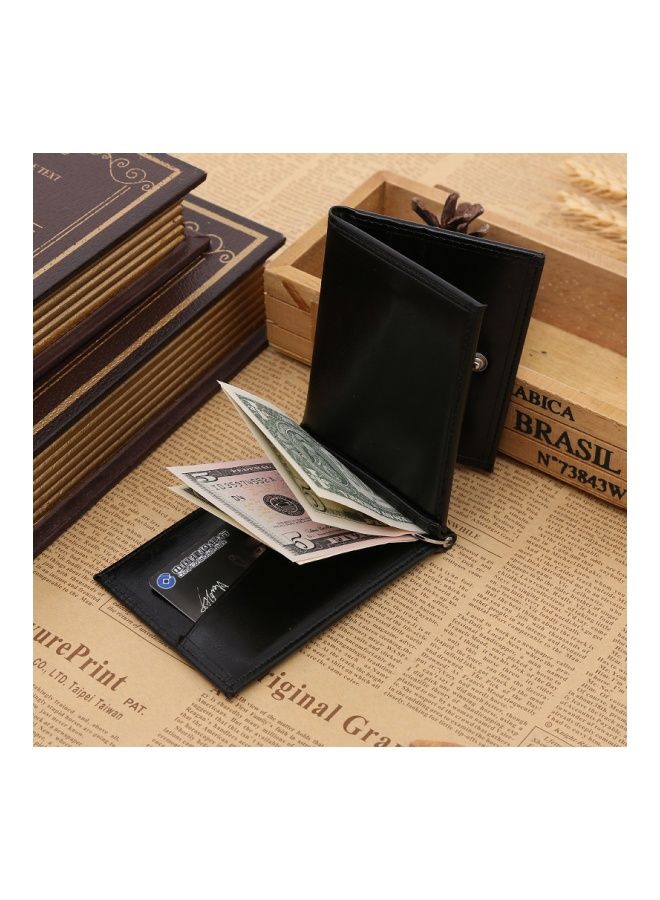 Three-Fold Multi-Card Long Leather Wallet Black