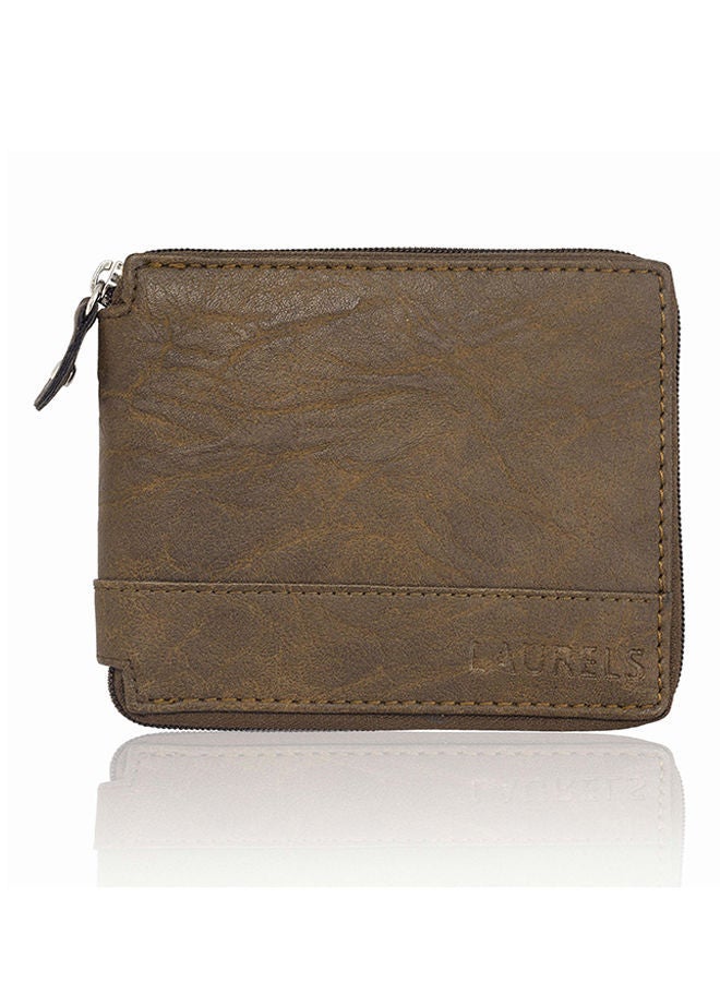 Zipper Bi-Fold Wallet Brown