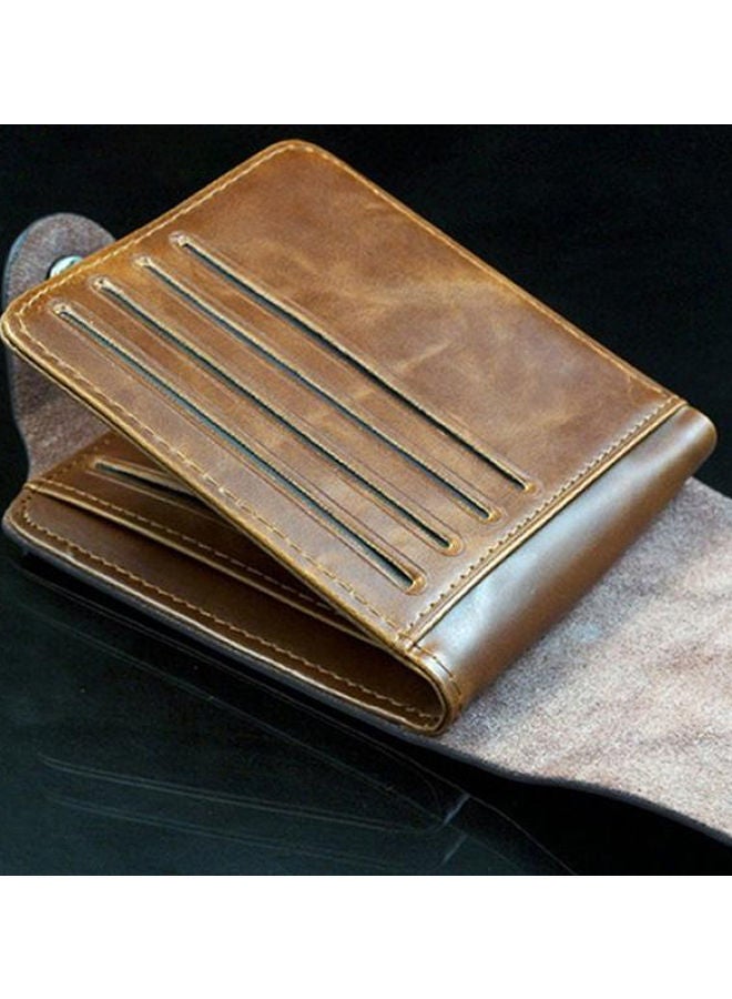 Faux Leather Bifold Wallet Brown