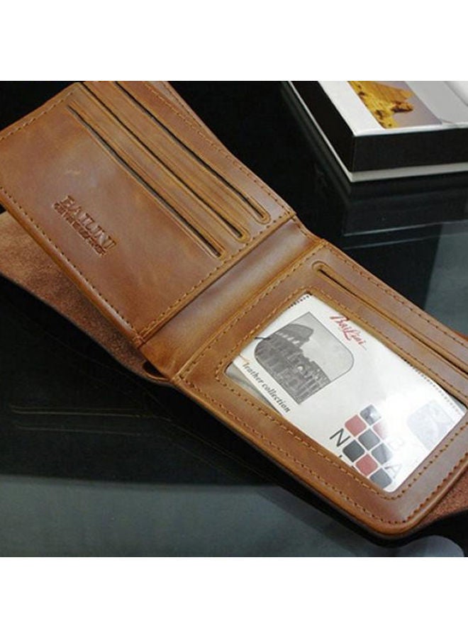 Faux Leather Bifold Wallet Brown