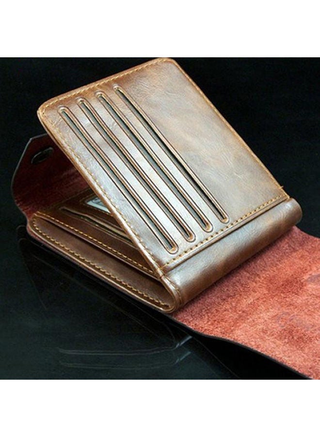 Faux Leather Bifold Wallet Brown