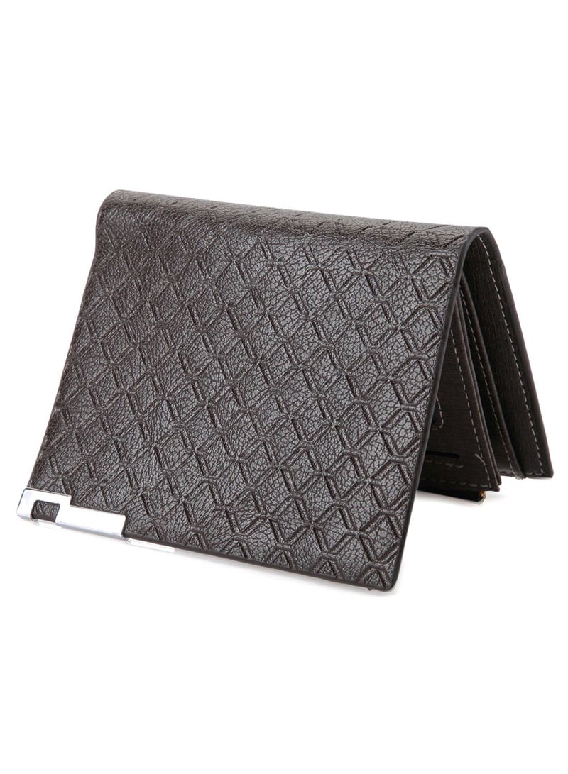 Knurling Design Solid Pattern Wallet Coffee