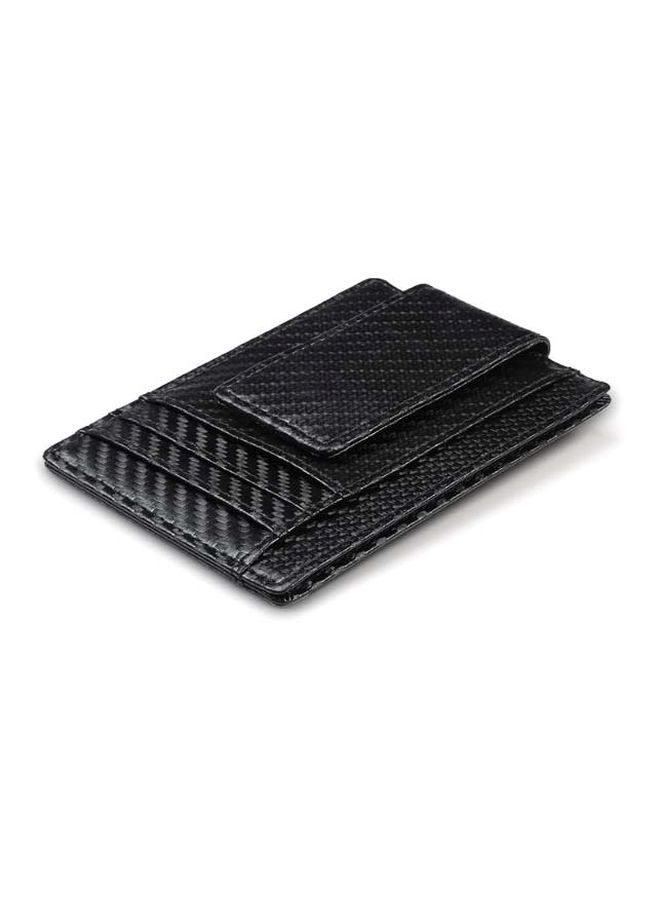 RFID Leather Clip Men Wallet Black