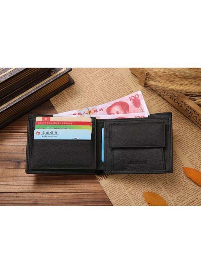 Splicing Leather Wallet Black