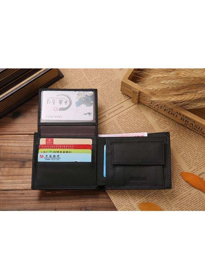 Splicing Leather Wallet Black