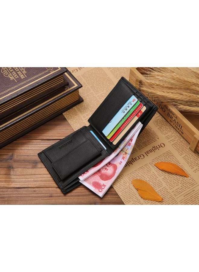 Splicing Leather Wallet Black