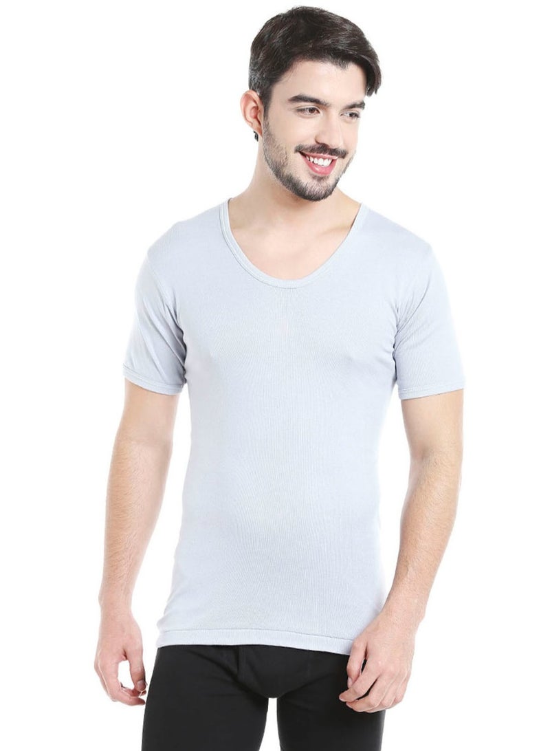 MEN'S U-NECK COTTON UNDERSHIRT (PACK OF 3) - GREY