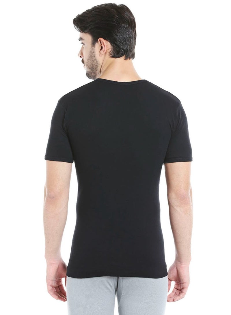 MEN'S U-NECK COTTON UNDERSHIRT (PACK OF 3) - BLACK