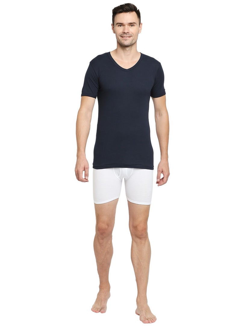 MEN'S V-NECK COTTON UNDERSHIRT (PACK OF 3) - NAVY BLUE