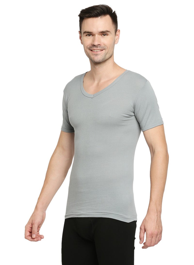 MEN'S V-NECK COTTON UNDERSHIRT (PACK OF 3) - GREY