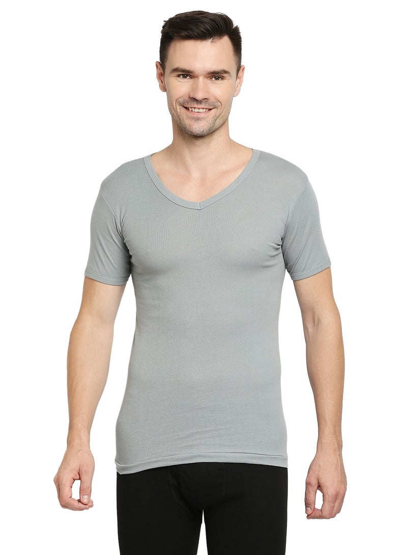 MEN'S V-NECK COTTON UNDERSHIRT (PACK OF 3) - GREY