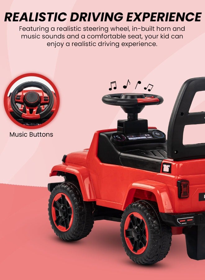 Baybee Raven Ride on  Car for Kids, Ride on Push Car with Music Button Kids Car with Storage & High Backrest Ride on Toy Baby Car Push Ride on Car for Kids Baby Toddlers 1 to 3 Years Boy Girl Red