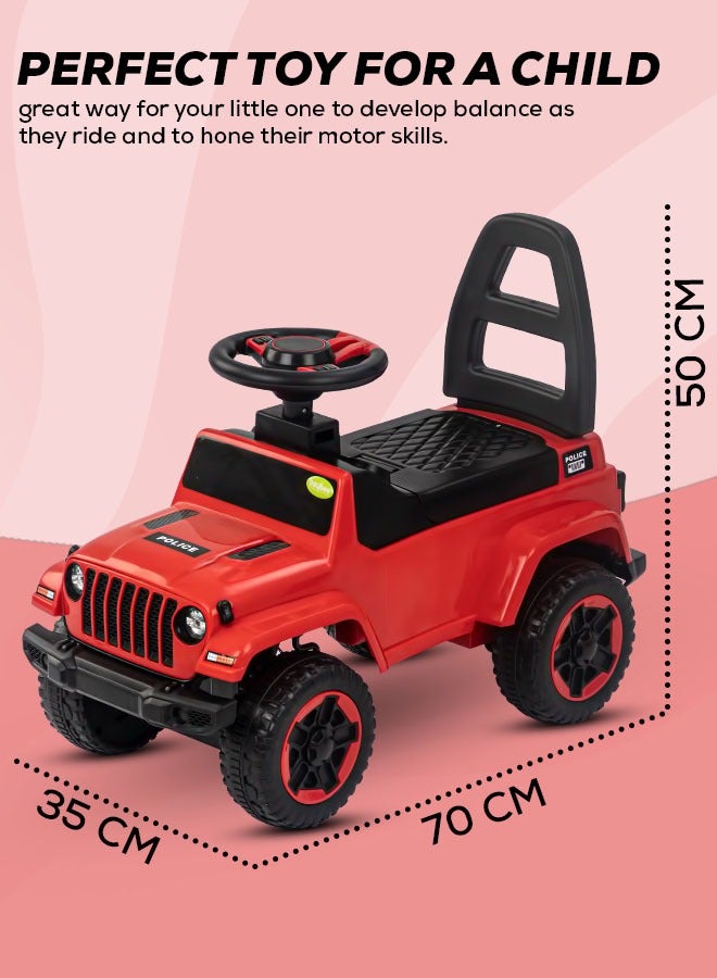 Baybee Raven Ride on  Car for Kids, Ride on Push Car with Music Button Kids Car with Storage & High Backrest Ride on Toy Baby Car Push Ride on Car for Kids Baby Toddlers 1 to 3 Years Boy Girl Red