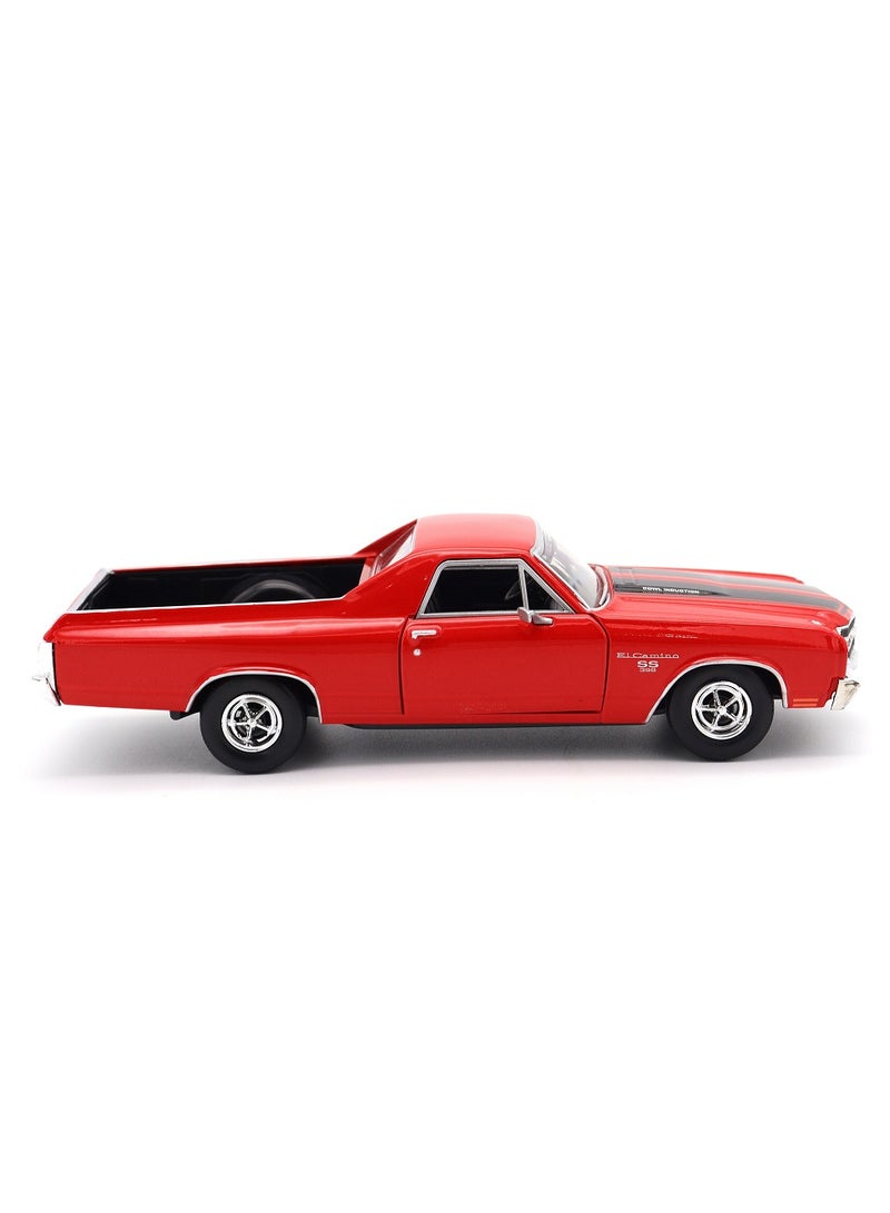 1:24 Scale 1970 Chevy El Camino Red Diecast Model Max Motor Miniature Collectible Car with Detailed Design