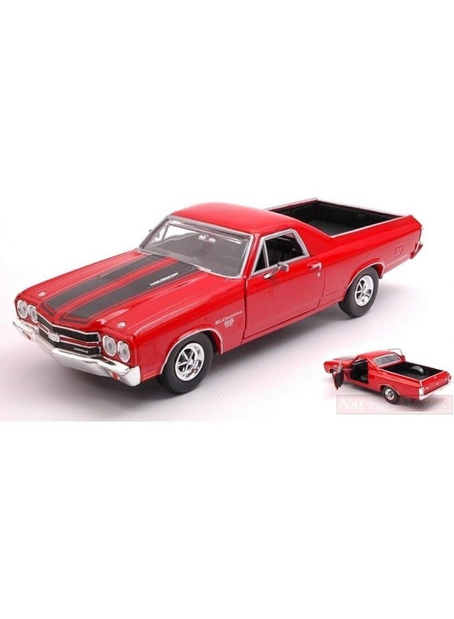 1:24 Scale 1970 Chevy El Camino Red Diecast Model Max Motor Miniature Collectible Car with Detailed Design