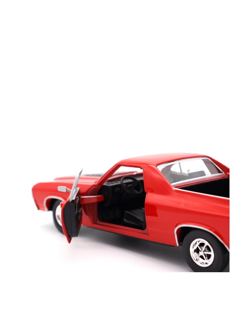 1:24 Scale 1970 Chevy El Camino Red Diecast Model Max Motor Miniature Collectible Car with Detailed Design