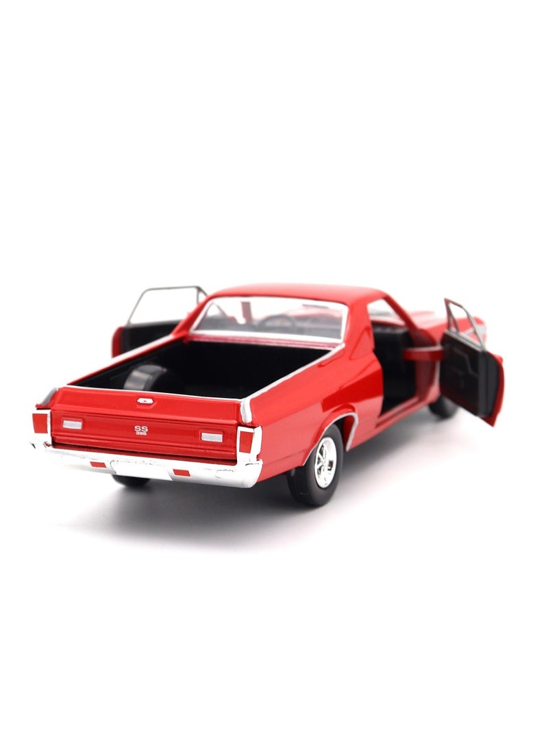 1:24 Scale 1970 Chevy El Camino Red Diecast Model Max Motor Miniature Collectible Car with Detailed Design