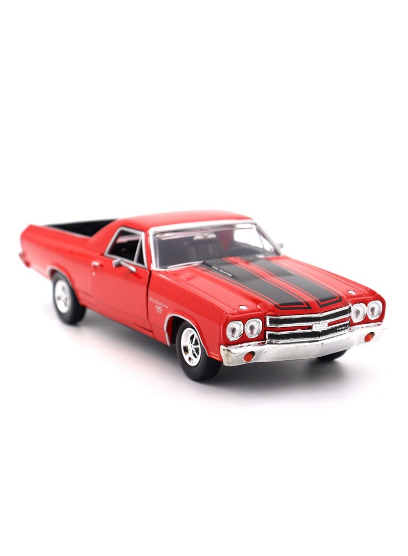 1:24 Scale 1970 Chevy El Camino Red Diecast Model Max Motor Miniature Collectible Car with Detailed Design