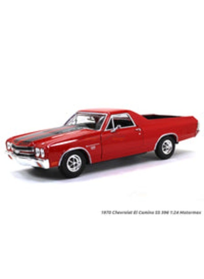 1:24 Scale 1970 Chevy El Camino Red Diecast Model Max Motor Miniature Collectible Car with Detailed Design