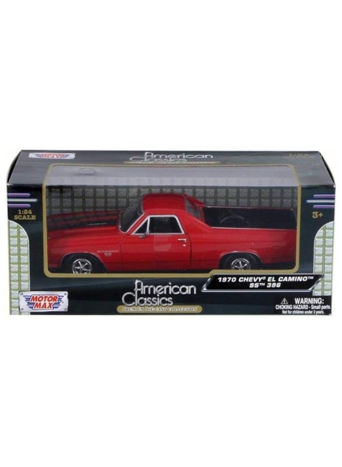 1:24 Scale 1970 Chevy El Camino Red Diecast Model Max Motor Miniature Collectible Car with Detailed Design