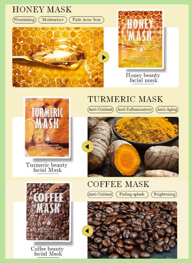 11Pcs Facial Mask For Hydrating Whitening And Nourishing The Skin For All Skin Types