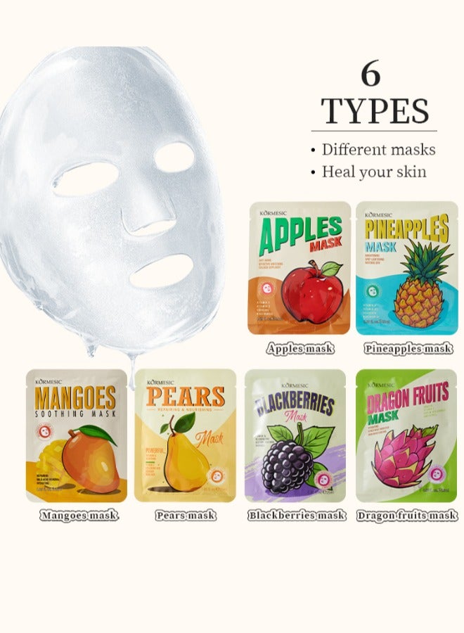 6Pcs Masks Hydrating Mask Natural Extracts