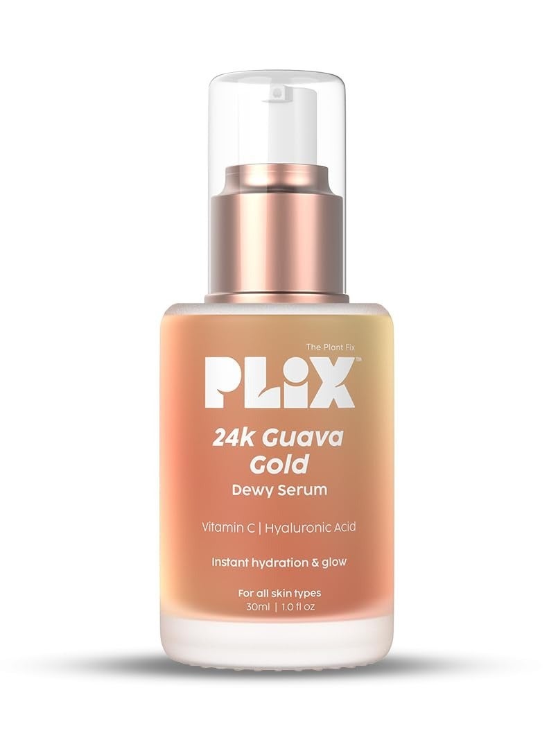 PLIX - THE PLANT FIX 24K Guava Gold Serum | Vitamin C & Hyaluronic Acid | Brightens Skin & Reduces Photoageing | 2-In-1 Face Serum & Primer For Glowing Skin | 30 Ml