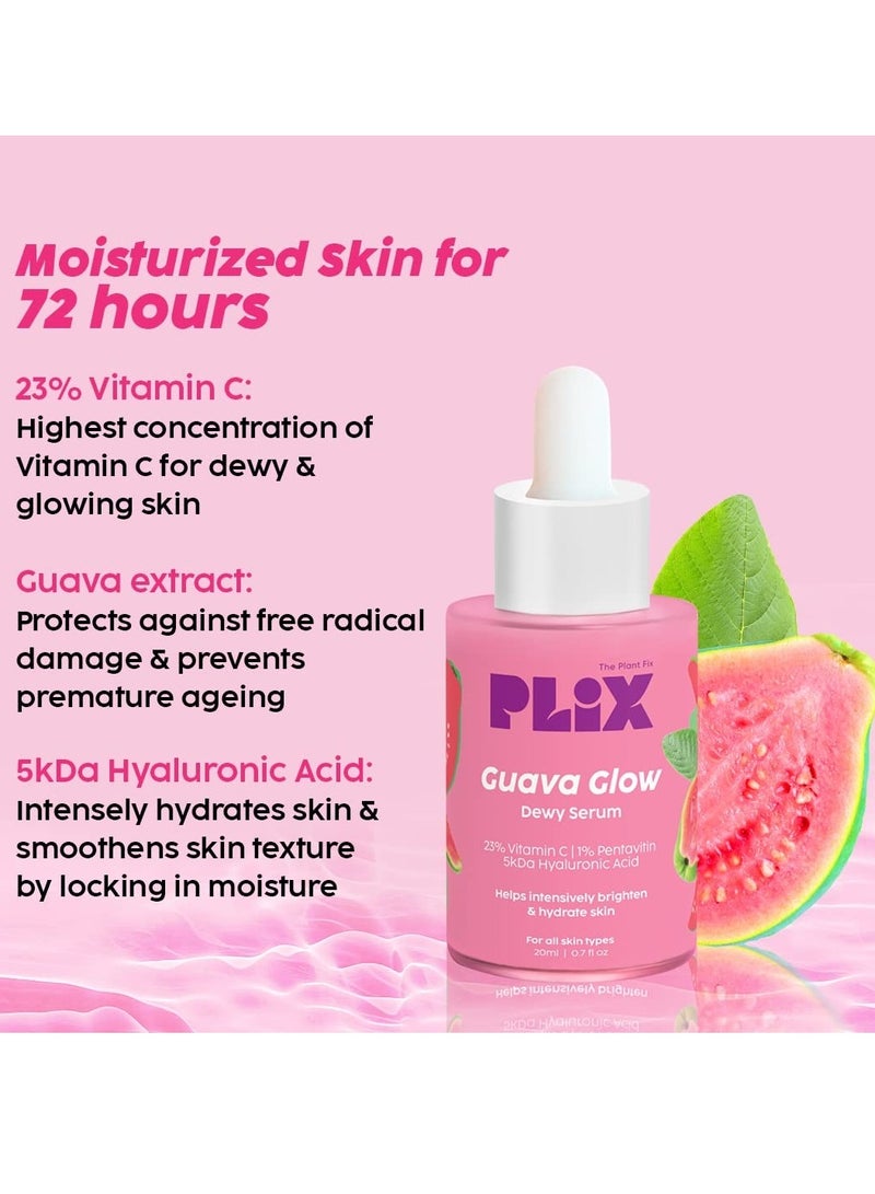 PLIX - THE PLANT FIX 23% Vitamin C Guava Face Serum for Skin Brightening, Clear, Glowing & even toned complexion, 20ml (Pack of 1) with Hyaluronic acid & Pentavitin for Women & Men for All Skin Types