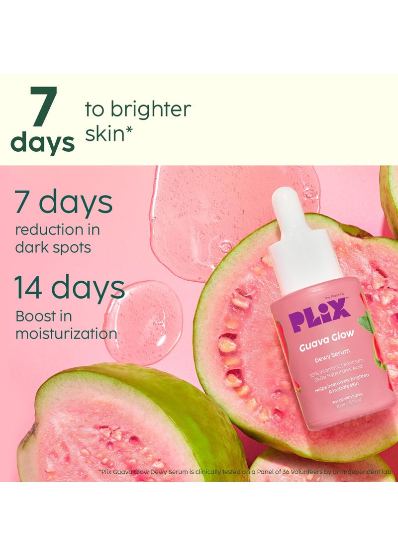 PLIX - THE PLANT FIX Vitamin C Guava Skincare Combo, Face Serum, Cleanser & Zero White Cast Sunscreen | For Skin Brightening & Sun Protection | UVA, UVB Shield & Hydration, For Men & Women