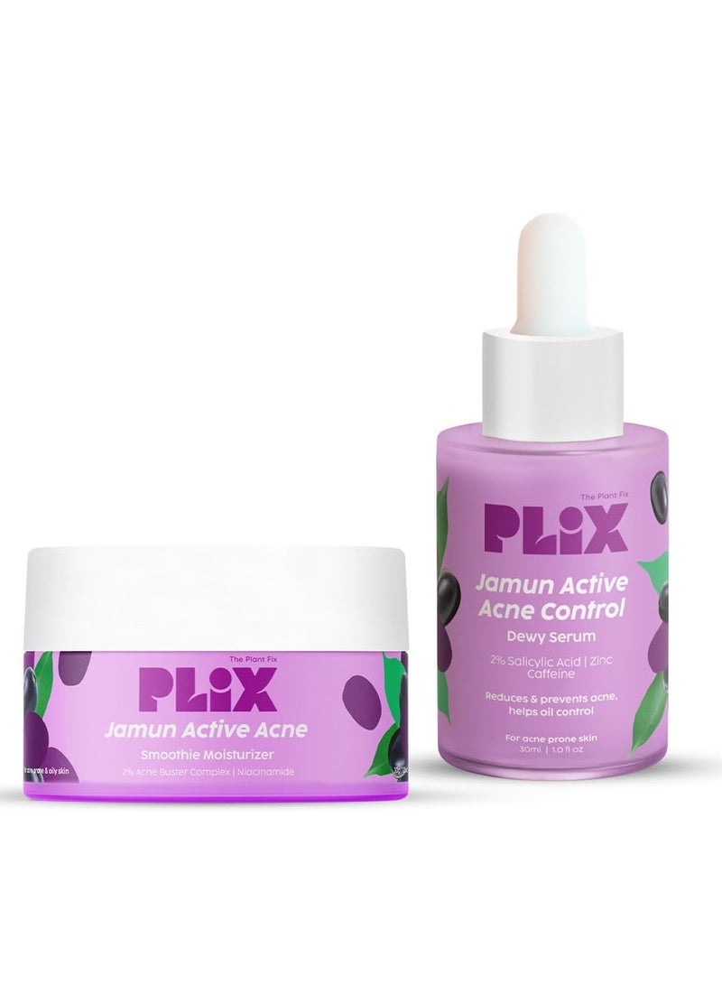 PLIX - THE PLANT FIX 2% Niacinamide and Salicylic Acid Jamun Moisturizer and Serum Combo(30 gm + 30ml), Helps Reduce Pimples with For Oily and Acne Prone Skin, With Witch Hazel & Jamun Extract