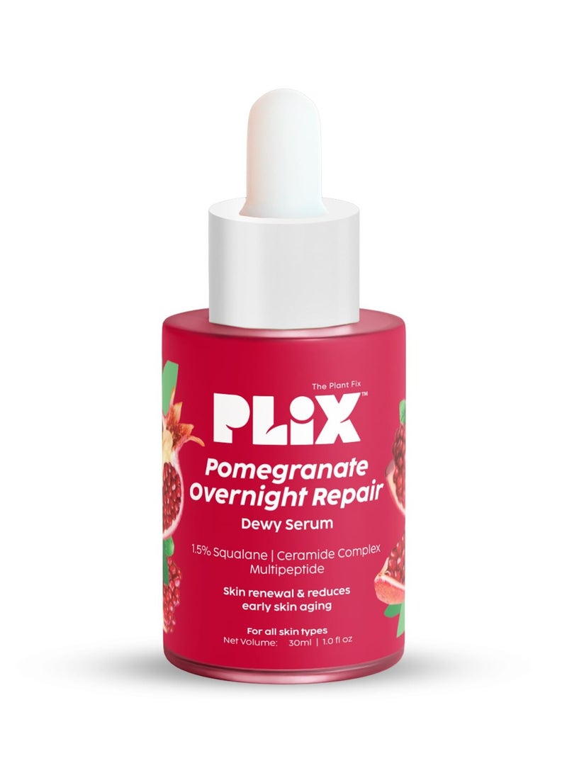 PLIX - THE PLANT FIX Pomegranate Overnight Repair Dewy Serum (30ml) for Ageless Younger Skin | Reduce Fine Lines & Wrinkles | Collagen Boosting, Hydrating Serum for Women & Men | Anti-ageing